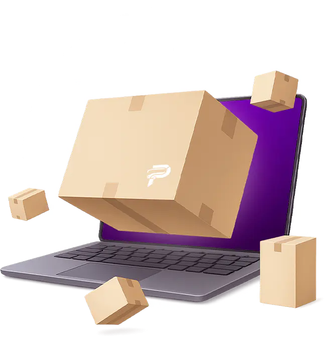 Paquete de Expreso Paulino sobre una laptop